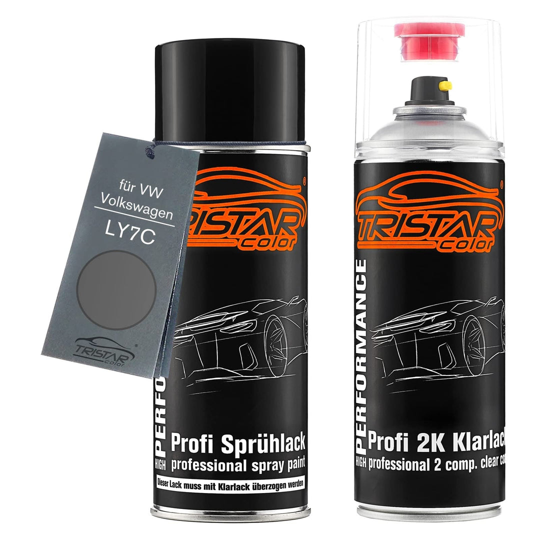 TRISTARcolor Autolack 2K Spraydosen Set für VW/Volkswagen LY7C Nardograu Basislack 2 Komponenten Kla