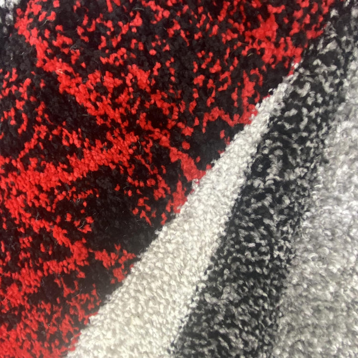 Modern-Abstrakter Konturenschnitt Wellendesign Teppich | pflegeleicht | rot grau Grösse 120x170 cm 1