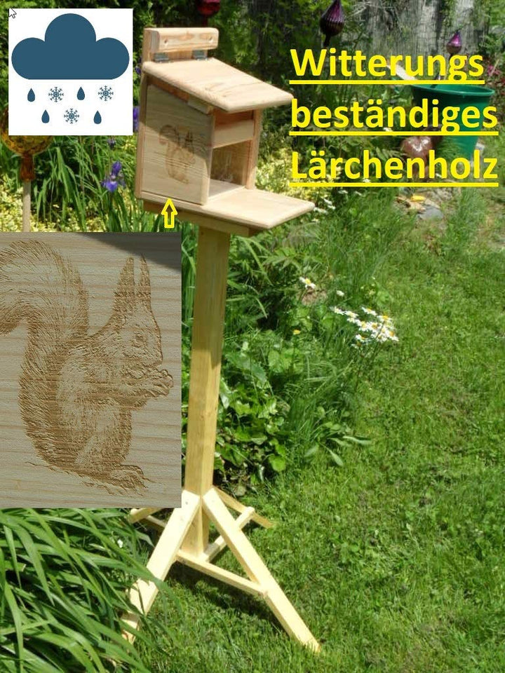 Qualität aus Niederbayern ARBRIKADREX Eichhörnchenfutterhaus Eichhörnchen Haus Kobel mit Ständer. Vo