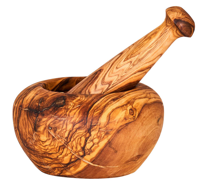 levandeo Mörser H6cm Olivenholz Holzmörser Stössel Wie gegriffen Holz Gewürzmühle Küche Natur Unikat