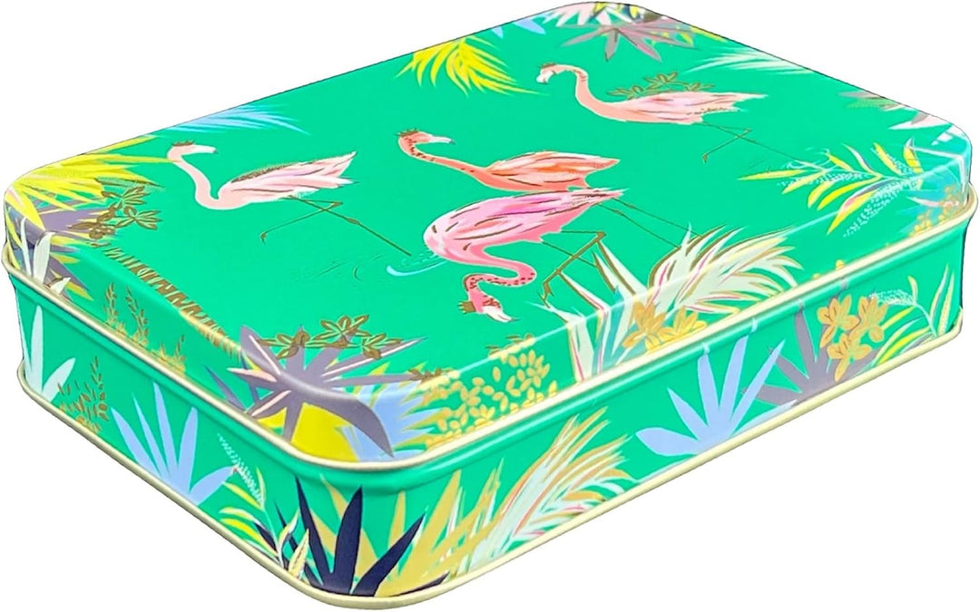 Geschenkdose Design Sara Miller - Liebevoll gestaltete rechteckige Bonbondose - Motiv Flamingo - Bon