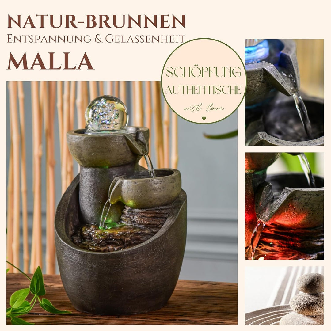 Innenbrunnen Kaskaden Glas Wasserwassereffekt Natursteinlicht LED Bunte LED, Tischbrunnen, aussergew