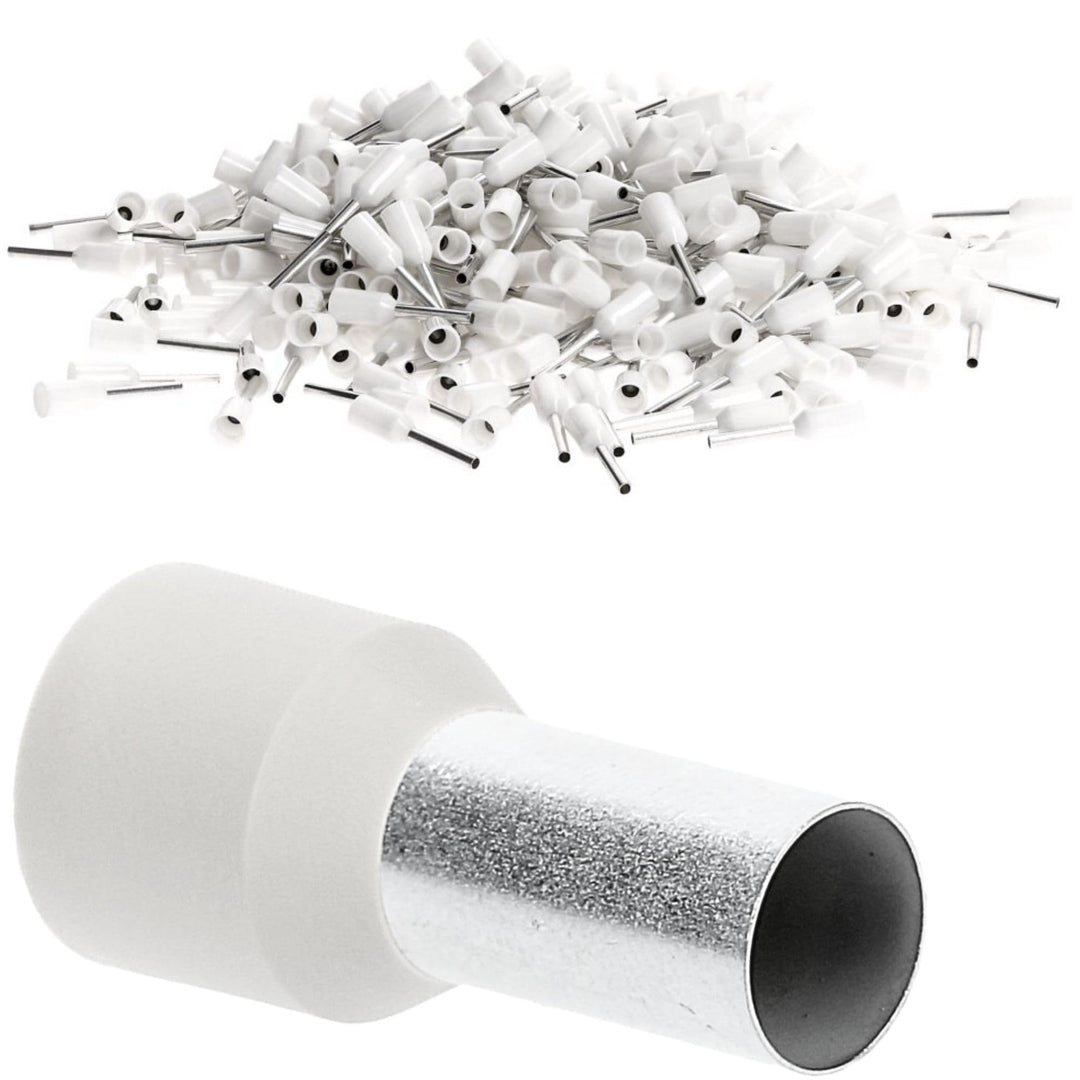 Kalitec 500x Aderendhülsen Isoliert 0,5mm² - 8mm Kabelhülsen Weiss | UL-Zertifizierte Endhülsen aus