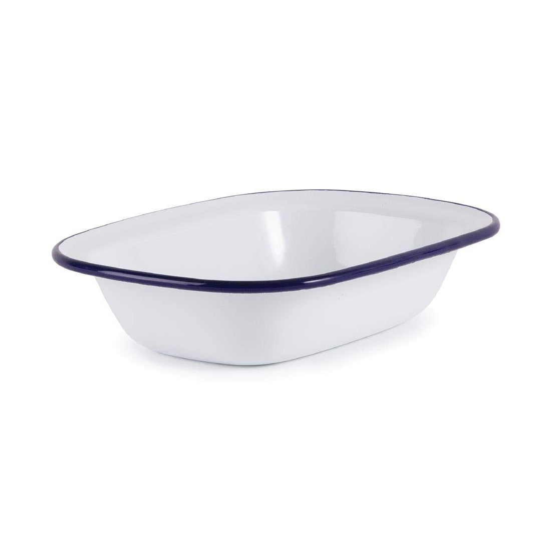 Olympia Emaille Retro-Pastetenformen Set - Rechteckig 180 x 135 mm (6 Stück), Weiss und Blau, Langle