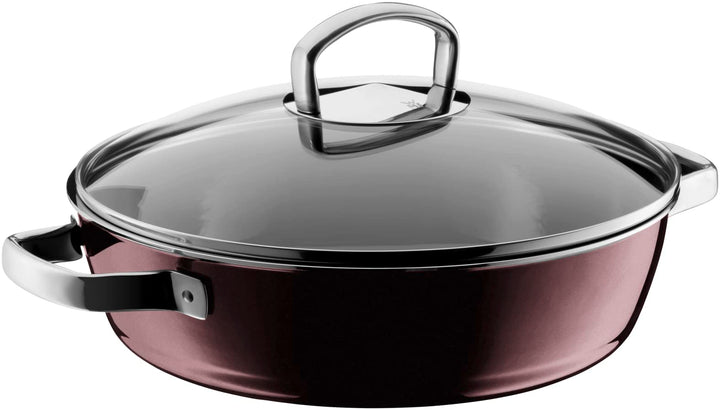 WMF Fusiontec Mineral Schmorpfanne 28 cm Induktion, Bräter mit Glasdeckel, Schmortopf 4,1l, hoher Ra