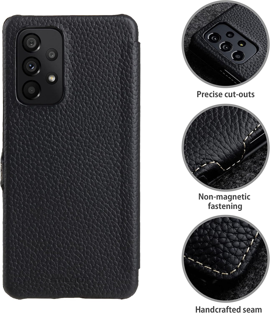 STILGUT Book Case kompatibel mit Samsung Galaxy A53 5G Hülle aus Leder mit Clip-Verschluss, Lederhül