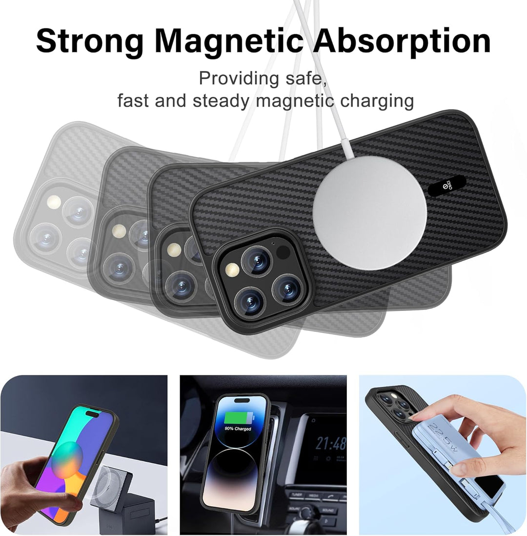 ONES Magnetisch für iPhone 15 Pro Ultradünne Hülle, Kompatibel mit MagSafe, Fallschutz in Militärqua