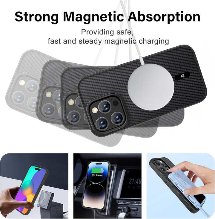 ONES Magnetisch für iPhone 15 Pro Ultradünne Hülle, Kompatibel mit MagSafe, Fallschutz in Militärqua