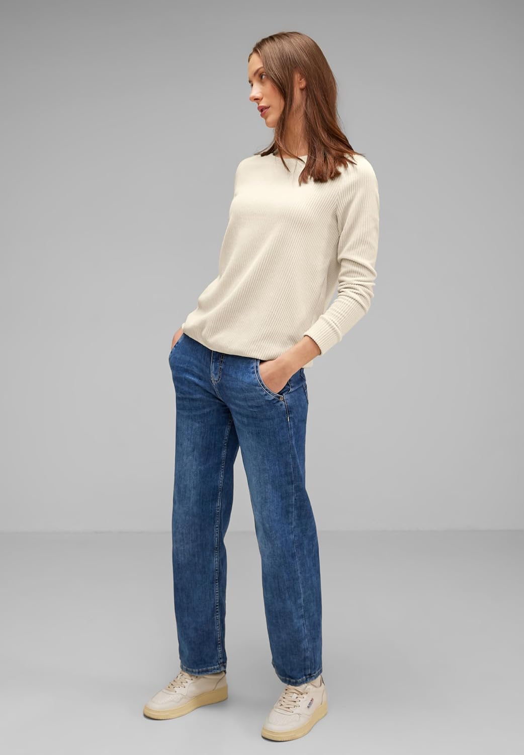 Street One Damen Cord Langarmshirt 42 Atlantic Blue, 42 Atlantic Blue