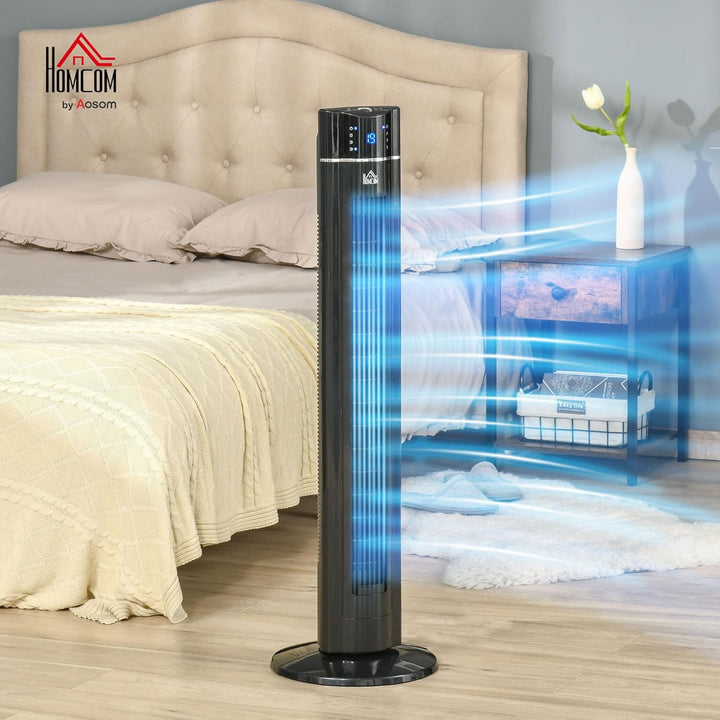 HOMCOM Turmventilator Leise mit Fernbedienung 106,8 cm Standventilator Oszillierend 60°, 3 Modi, 3 G