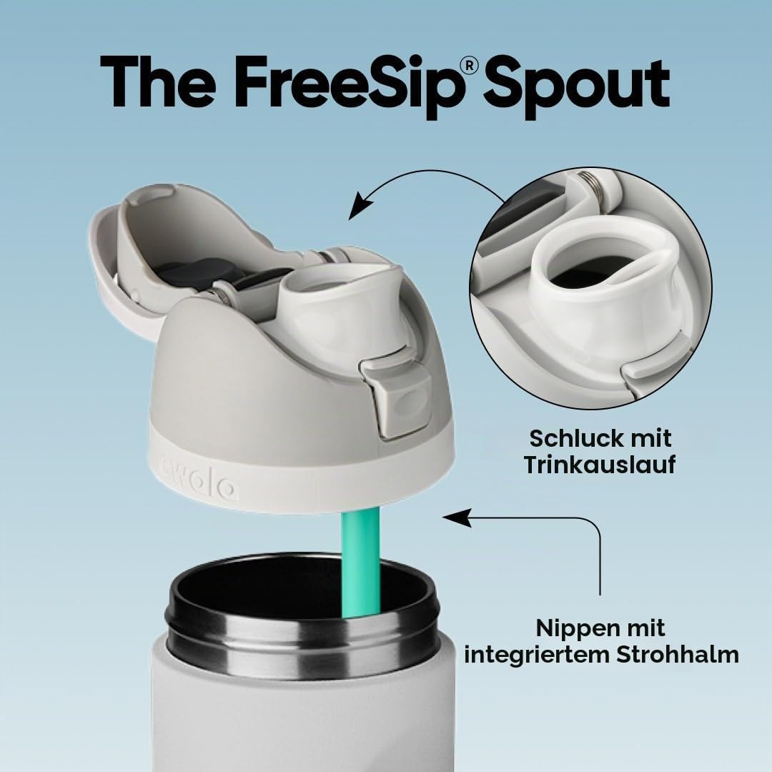 Owala FreeSip Isolierte Edelstahl-Wasserflasche mit Strohhalm für Sport und Reisen, auslaufsicher, B