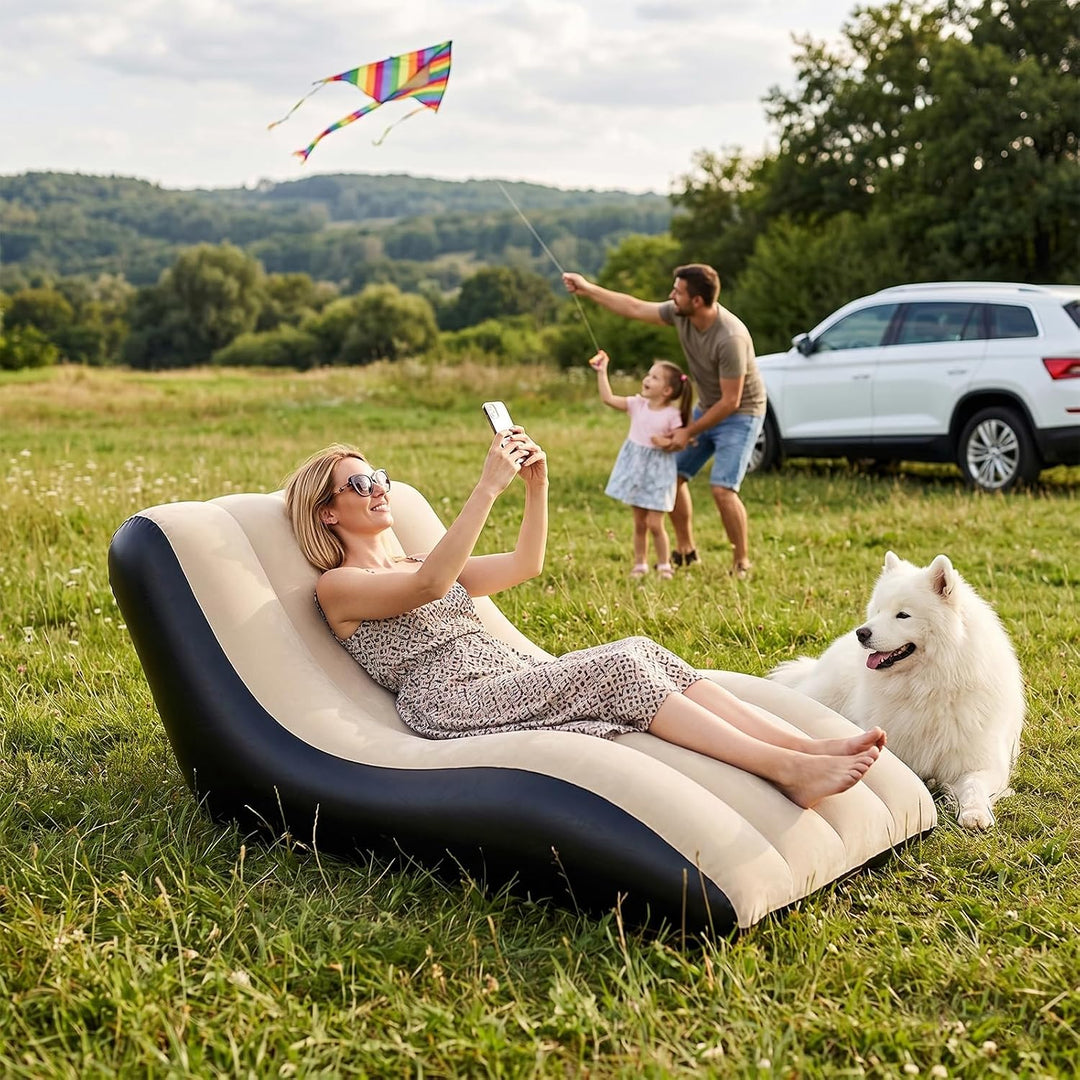 Yuragim Aufblasbares Sofa, Aufblasbarer Sessel, Aufblasbar Liegestuhl mit Luftpumpe, Wasserdichtes A