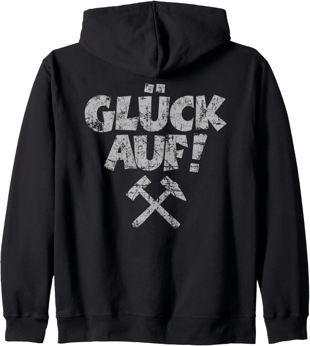 Glück Auf (Vintage Grau) Schlägel und Eisen Erzgebirge Kapuzenjacke
