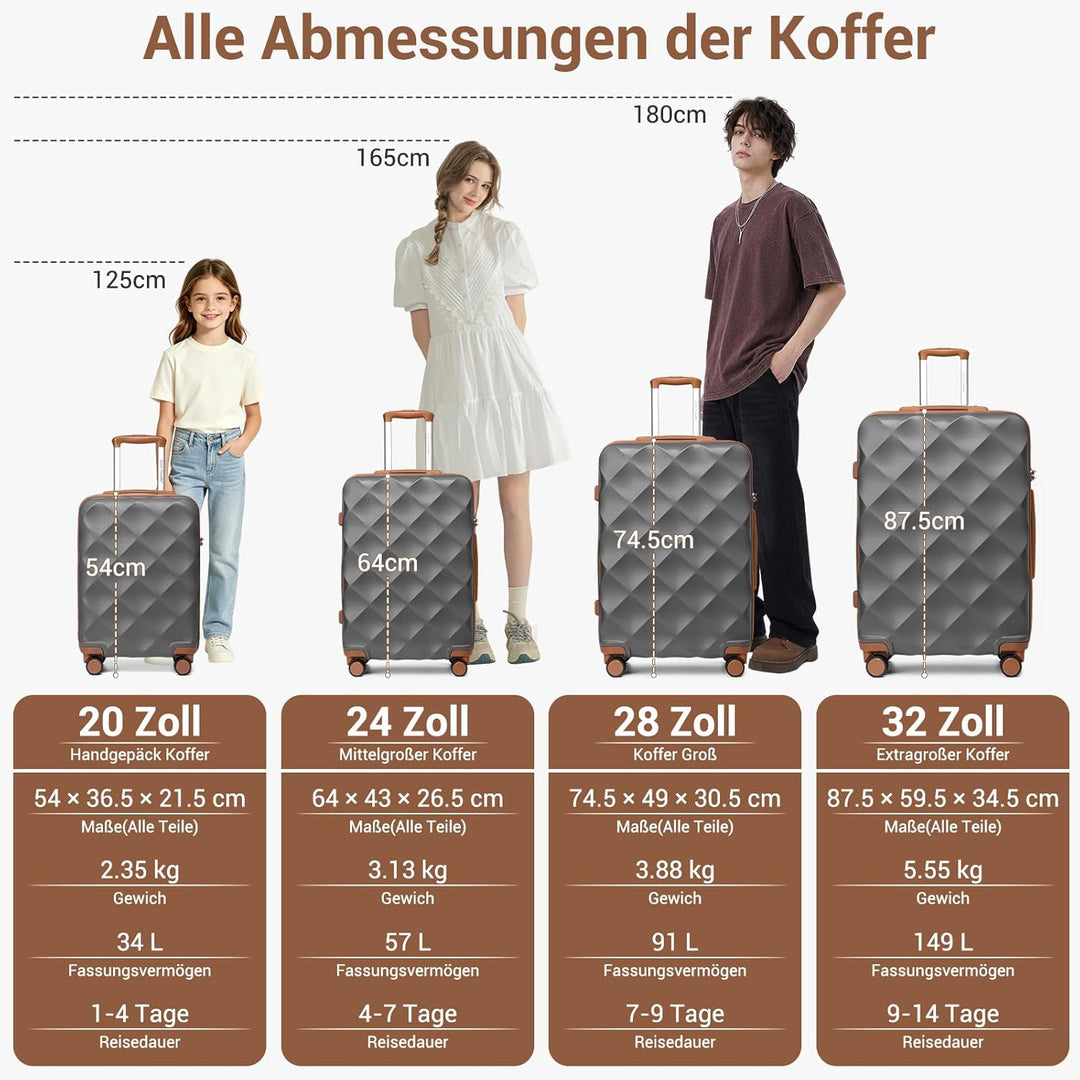 British Traveller Hartschalenkoffer Mittelgross Handgepäck Koffer 61 * 42 * 26cm Reisekoffer Mittelg