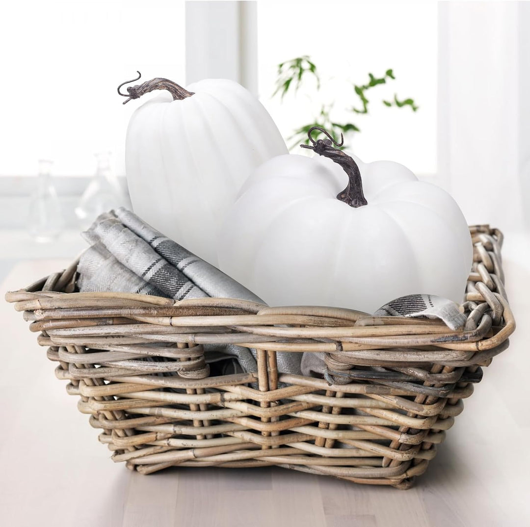 Quancru 20cm Weisse Künstliche Kürbis Simuliert Herbst Dekor Realistisch DIY Erntedankfest Halloween