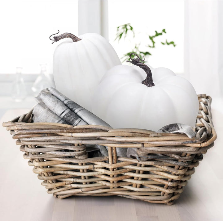 Quancru 20cm Weisse Künstliche Kürbis Simuliert Herbst Dekor Realistisch DIY Erntedankfest Halloween