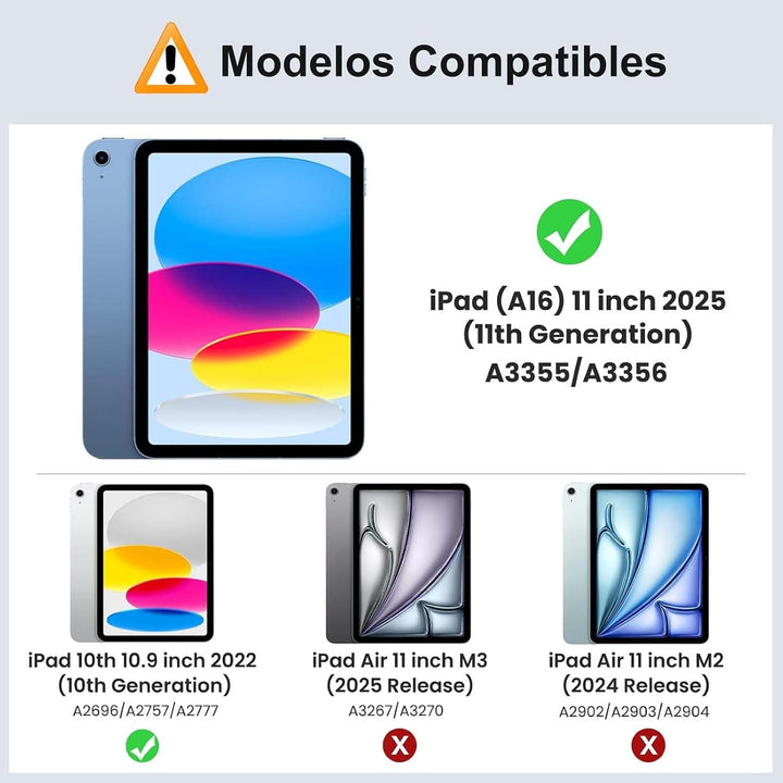 Schutzhülle mit Tastatur für iPad A16 11. Generation 2025/10. Generation 2022, kabellose Bluetooth-T