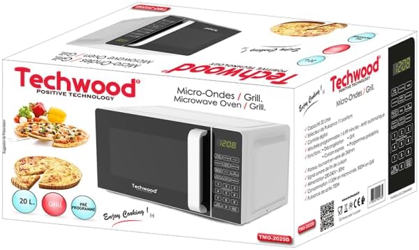 Techwood Mikrowelle 20L / Grill – Digitale Steuerung TMO-2020D