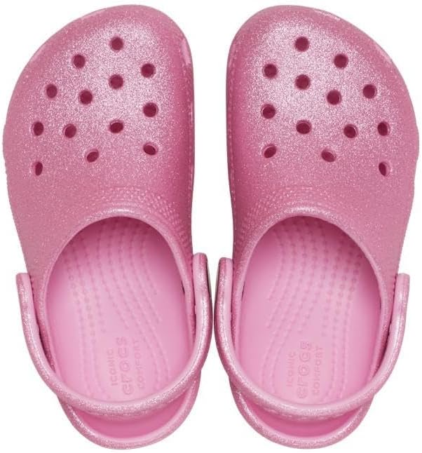 Crocs Unisex Kinder Classic Glitter Clog K Holzschuh 32/33 EU Rosa Tweed Glitzer