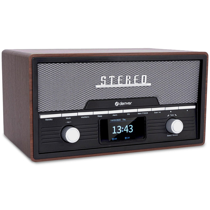 DENVER MDA-525DW Retro Mikro HiFi Anlage - DAB+ & FM Radio - CD-Player - Bluetooth - USB-Anschluss -