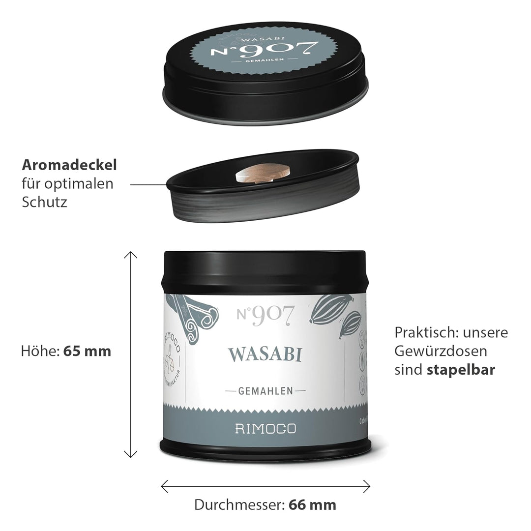 Rimoco N°907 Wasabi Pulver - echte Wasabiwurzel fein gemahlen (100% Wasabia japonica) | Wasabipulver