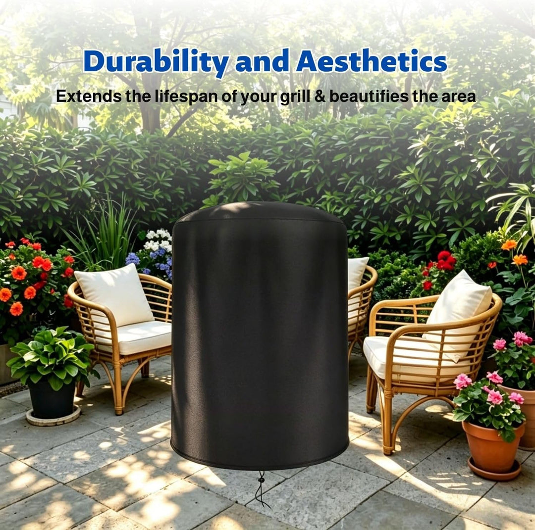 Grill Abdeckhaube, Grillabdeckung aus Polyester, gross, Ø90×120 cm, Hochleistungs-Grillabdeckung, wa