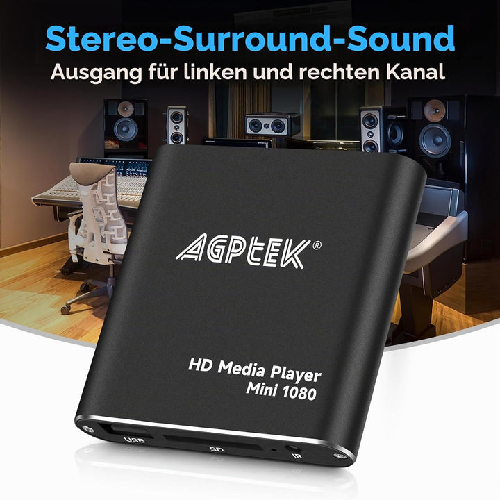 AGPtek® Mini 1080P Full HD Digital Mediaplayer Medienspieler Medienspieler mit Fernbedienung für MP3