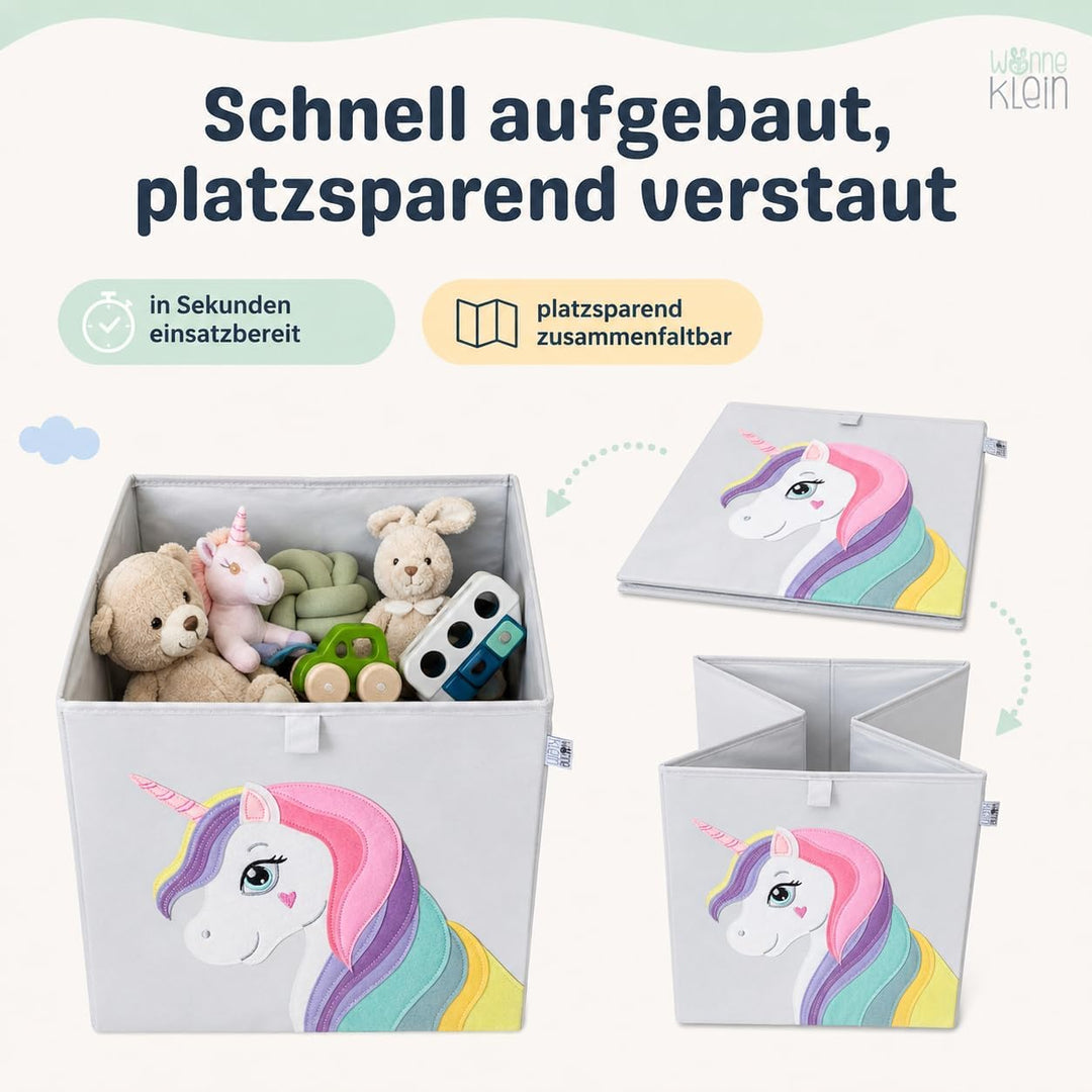 wonneklein Aufbewahrungsboxen für Kinder I Spielzeug Box 33x33x33 cm I Faltboxen Regal Kinderzimmer