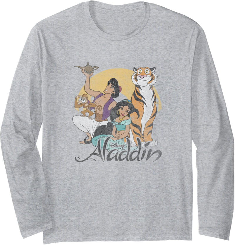 Disney Aladdin Group Shot Faded Sun Poster Langarmshirt