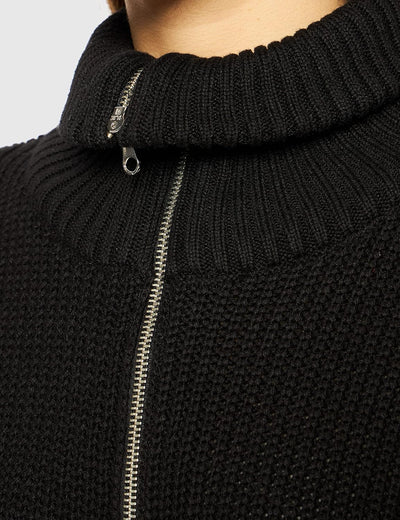 NA-KD Damen Side Slit Knitted Sweater Pullover XXS Schwarz, XXS Schwarz