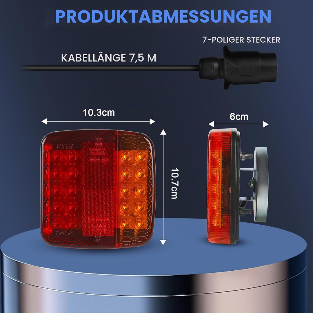 AOHEWEI Magnetische LED Anhänger Rückleuchten Set 12V Verkabelt Bremsleuchte für LKW Anhängerbeleuch