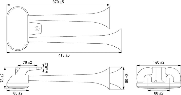 HELLA Fanfare CA34 - 24V - 115dB(A) - Frequenzbereich von: 300Hz - Frequenzbereich bis: 350Hz - Tief