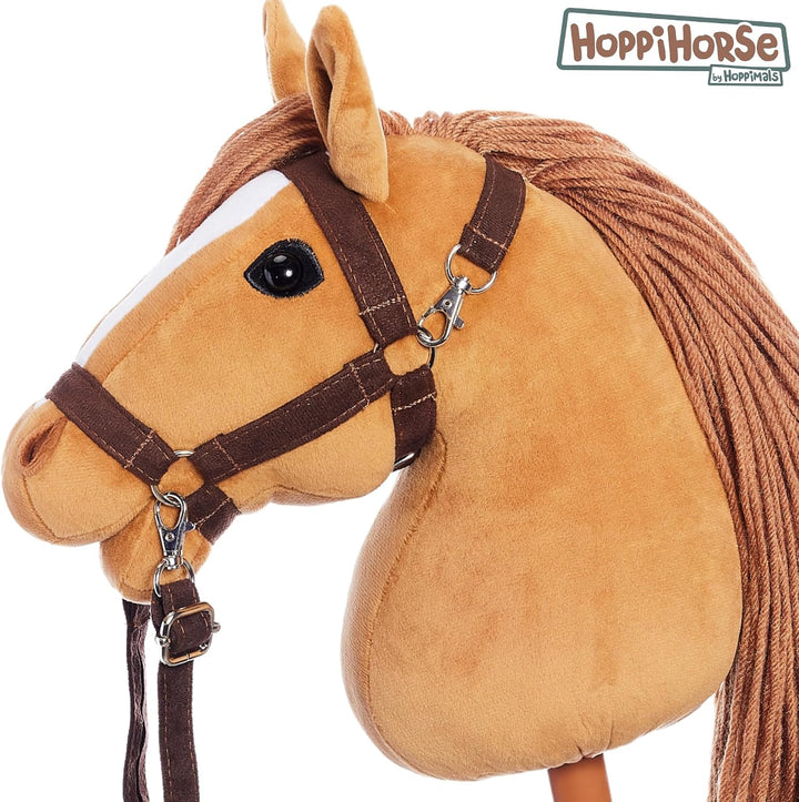 HOPPIHORSE Steckenpferd mit Trense - A4 - Hobby Horse mit Zügeln, Schultergurt, Schweif - hochwertig