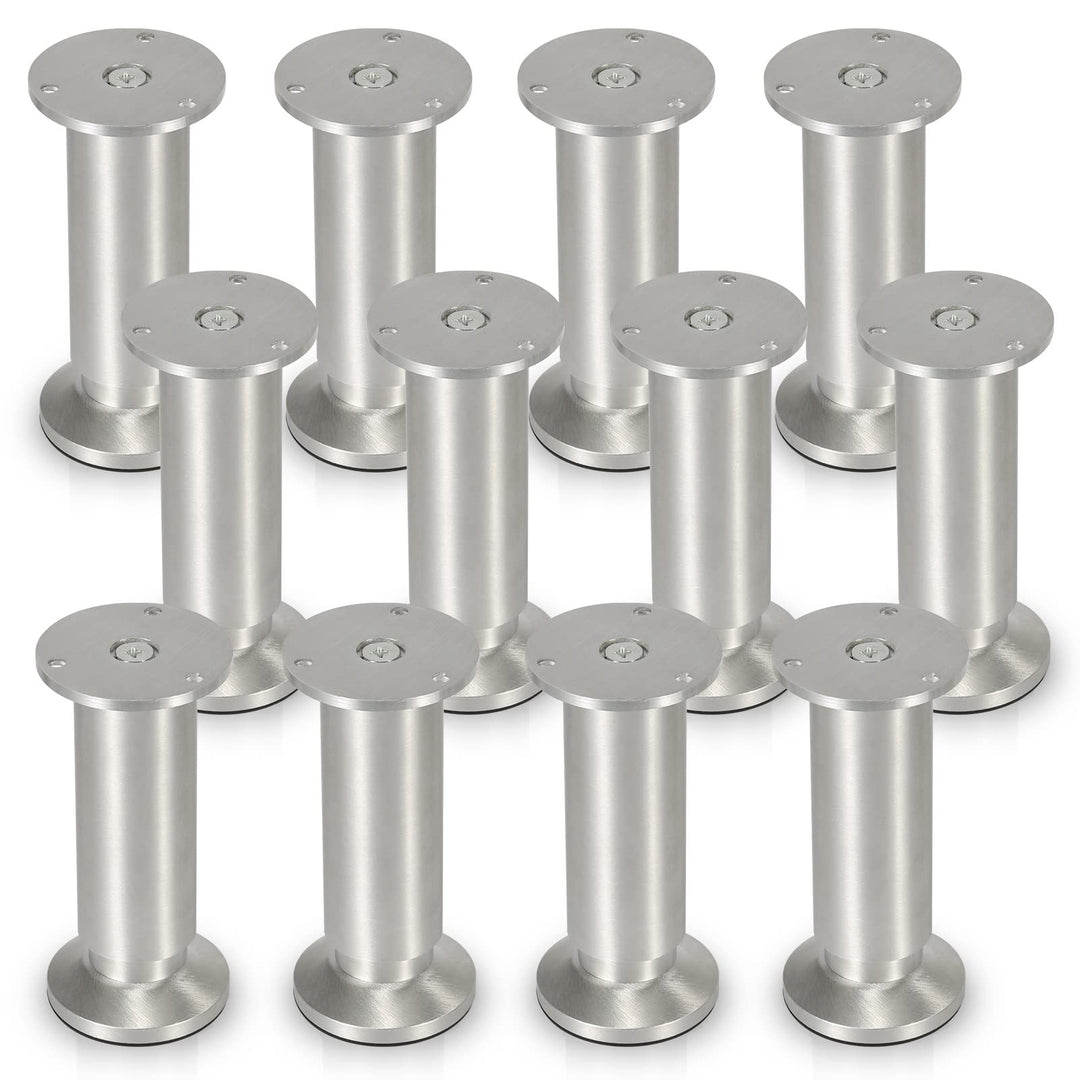 Gimisgu Aluminium Möbelfüsse 12er Set,Runde Möbelfuss Sockelfuss,Höhe 200mm,Höhenverstellbar:15mm,Be