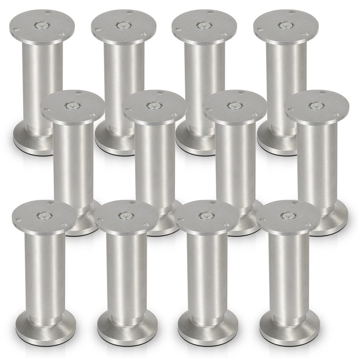Gimisgu Aluminium Möbelfüsse 12er Set,Runde Möbelfuss Sockelfuss,Höhe 200mm,Höhenverstellbar:15mm,Be
