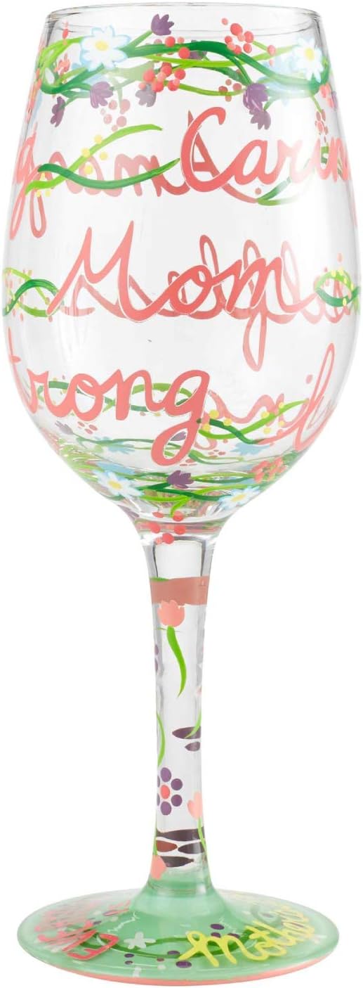 Enesco Designs by Lolita Mom Everyday Weinglas, handbemalt, 425 ml, mehrfarbig