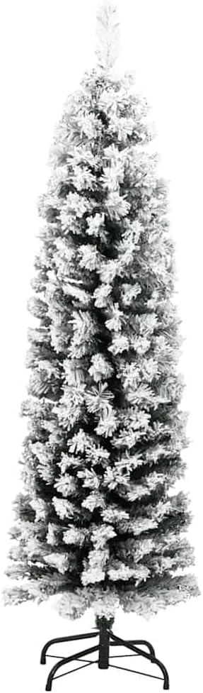 vidaXL Schlanker Künstlicher Weihnachtsbaum Beschneit Christbaum Tannenbaum Dekobaum Kunstbaum Weihn