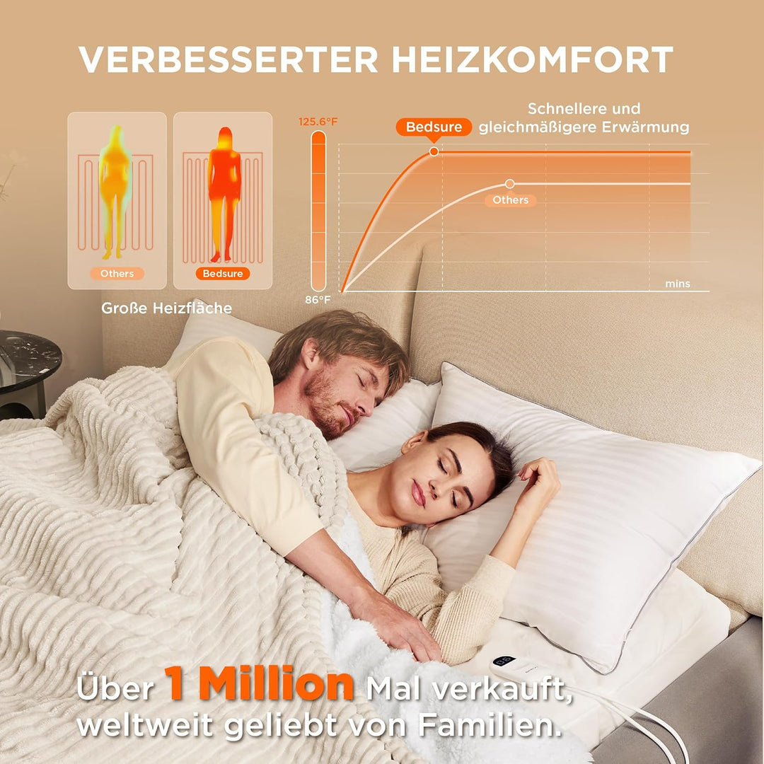 BEDSURE Heizdecke Wärmedecke Elektrische Kuscheldecke - mit Abschaltautomatik, 6 Heizstufen & 10 Stu