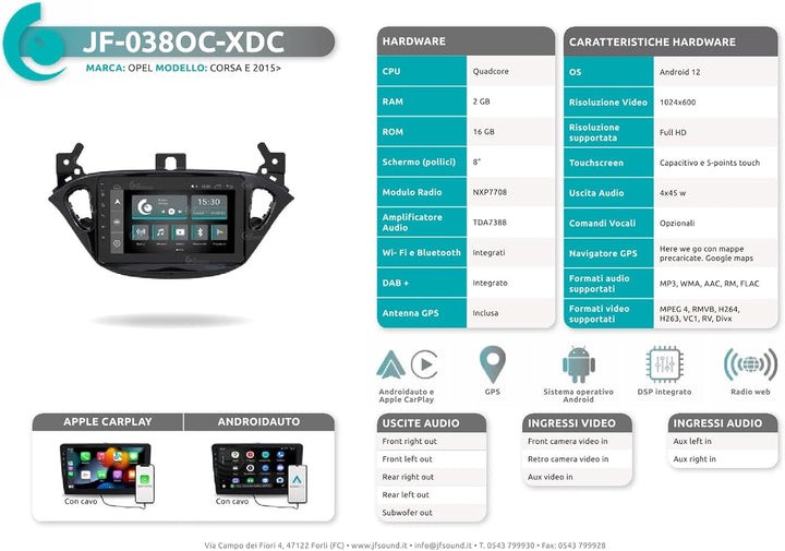 Personalisiertes Autoradio für Opel Corsa E Android GPS Bluetooth WiFi USB DAB+ Touchscreen 8" 4core