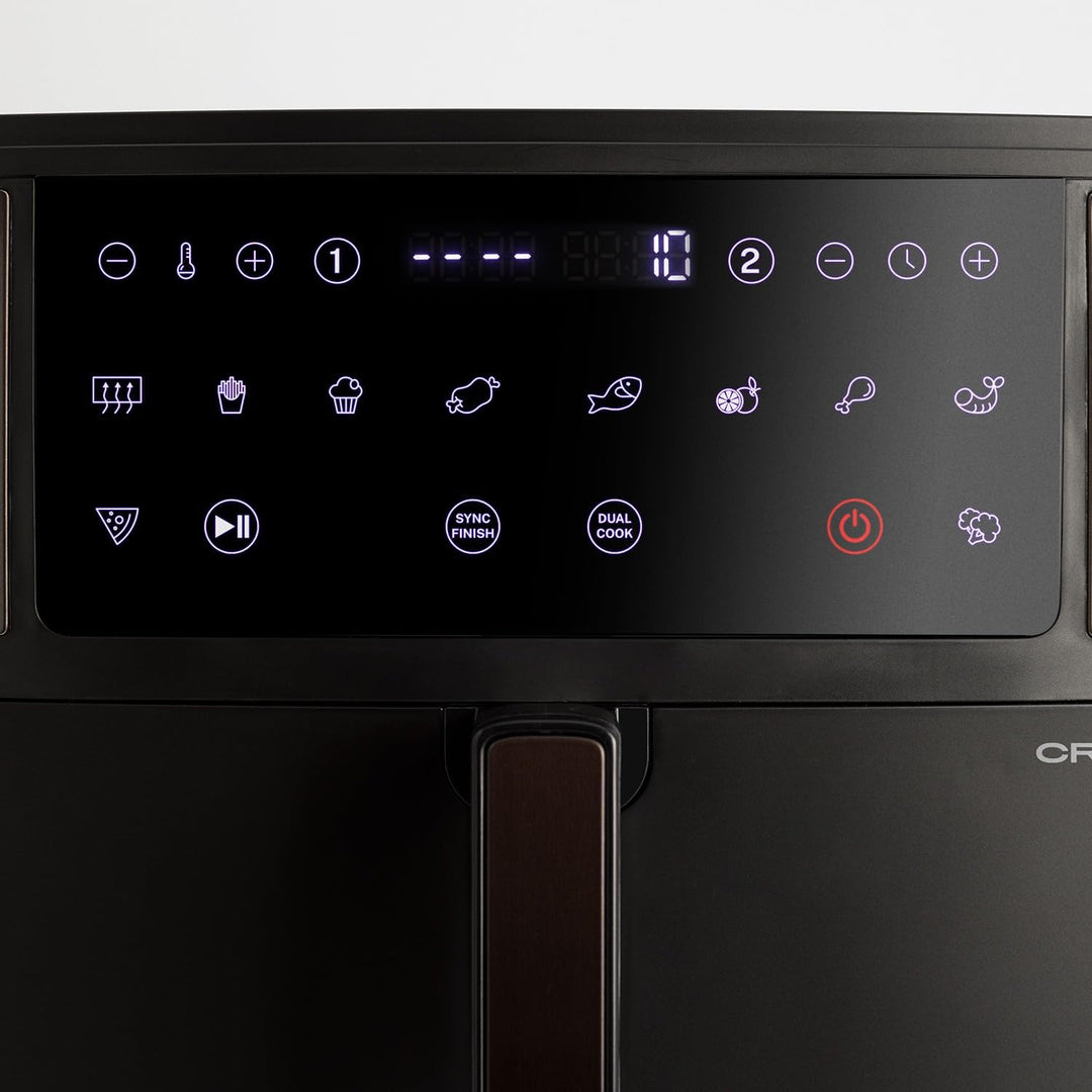 CREATE/FRYER AIR DUAL/Heissluftfritteuse 10L mit Trennwand Schwarz/Fassungsvermögen 7-8 Portionen, M