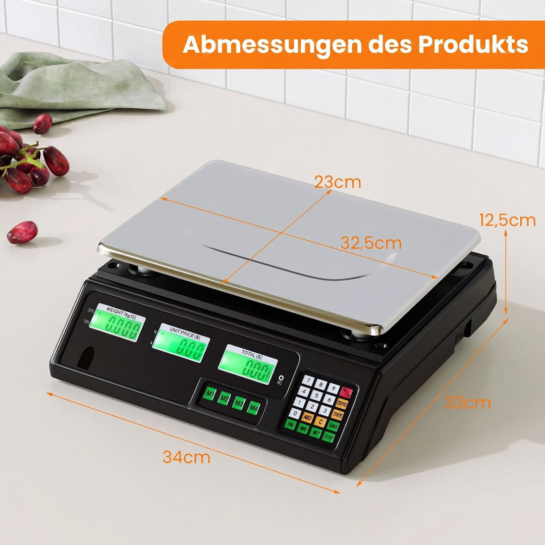 COSTWAY Digitale Ladenwaage 40kg / 5g Genauigkeit, Preiswaage Digitalwaage