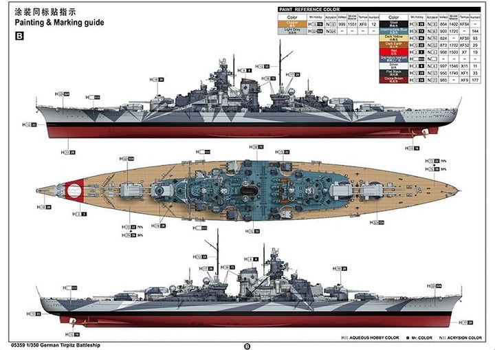 Trumpeter DKM Tirpitz | Schlachtschiff Bausatz 1:350#05359