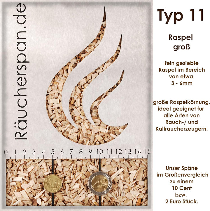 Räucherspäne Räucherchips Buche Typ 11 Spangrösse 4-6mm für Grill, Barbecue, Smokerbox bestens zum H