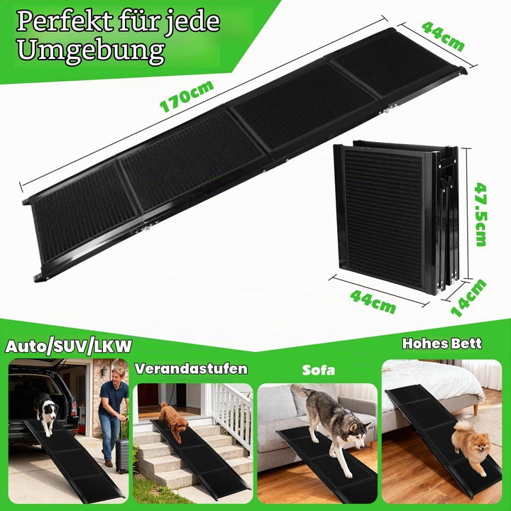 Nobleza - Hunderampe Auto klappbar 170cm, Klappbare Hunderampe mit Anti-Rutsch-Oberfläche, Hunderamp