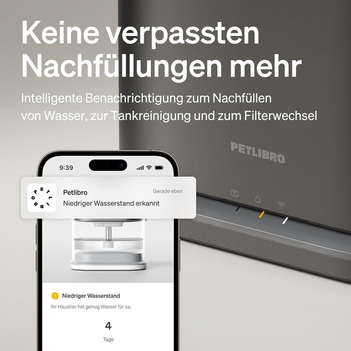 PETLIBRO Verbesserter Katzenbrunnen, Dockstream 2 Smart App-Überwachungs Trinkbrunnen für Katze, 3L