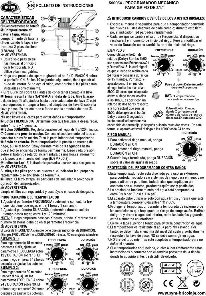 S&M 590054 Wasserhahn-Programmierer mit 1 Ausgang für automatische Bewässerung H-M, Grau/Schwarz, 3/