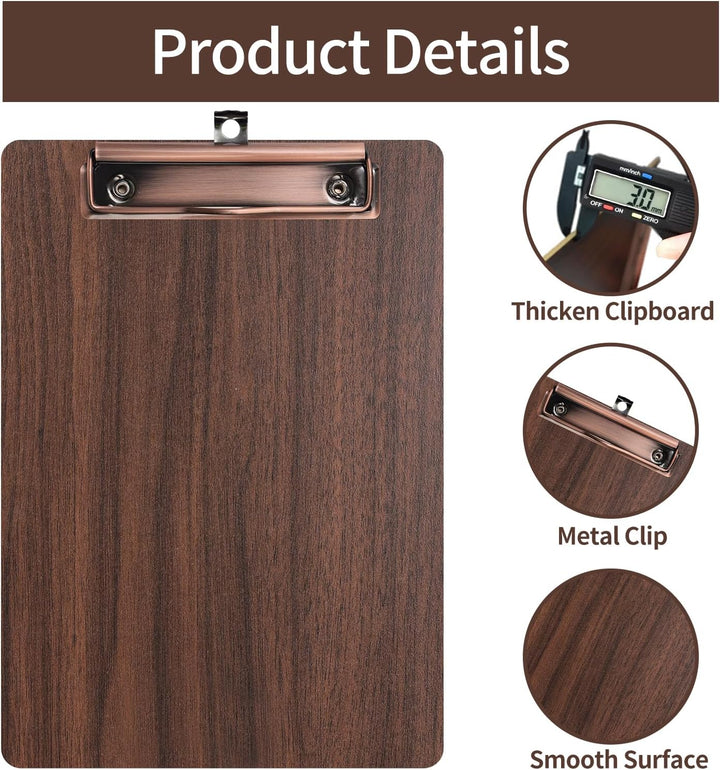 Klemmbrett A5,12 Stück Holz Klemmbretter mit Metalklemme,Schreibbrett Schreibplatte Clipboard A5-12P