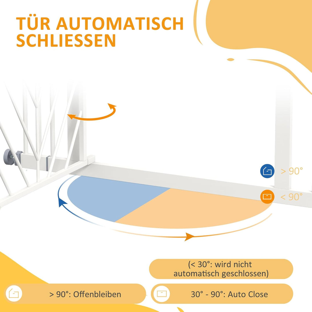 PawHut Hunde Treppenschutzgitter, Hundeabsperrgitter mit automatisch schliessender Tür, 74-100 cm, T