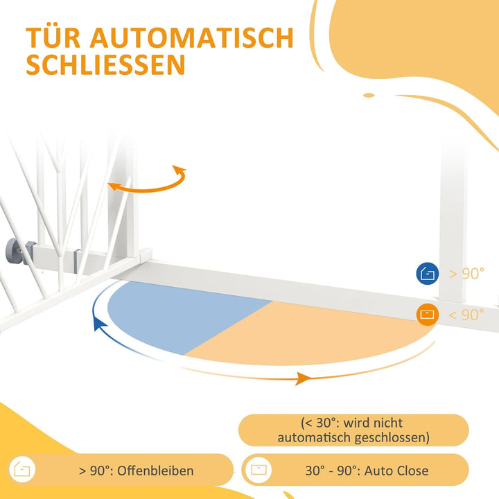 PawHut Hunde Treppenschutzgitter, Hundeabsperrgitter mit automatisch schliessender Tür, 74-100 cm, T