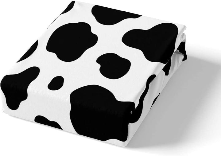 Bettwäsche-Set, Motiv Kuh, bedruckt, 200 x 200 cm, einfach, modern, abstrakt, Tiermotiv, Schwarz und